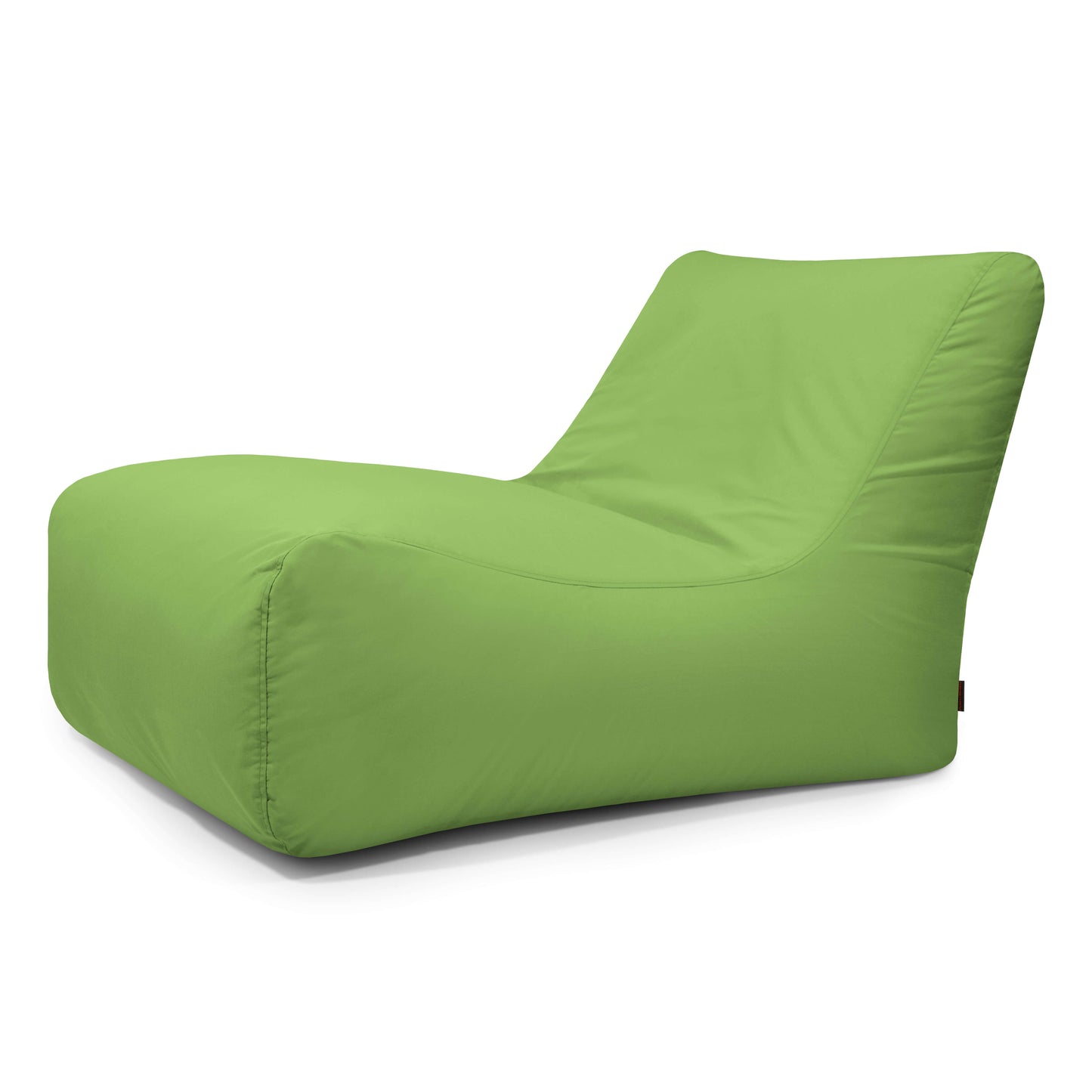 El Bean Bag Lounge 100 Colorin - uso exteriores es un bean bag ergonómico verde con respaldo inclinado y diseño minimalista, ideal como mobiliario de terraza exterior, mostrado sobre fondo blanco.