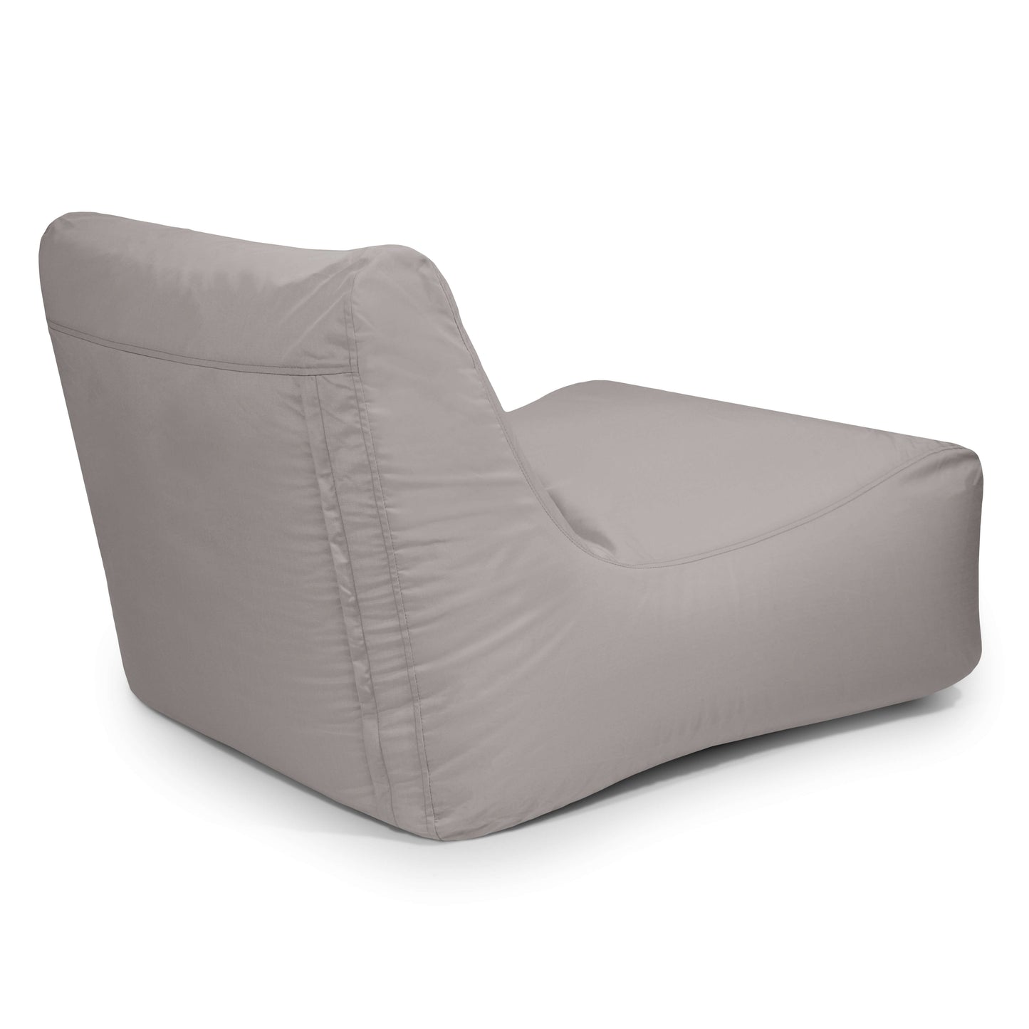 El Bean Bag Lounge 100 Colorin - uso exteriores es un sillón ergonómico Bean Bag gris claro, sin brazos y con respaldo alto, que se presenta sobre un fondo blanco liso.