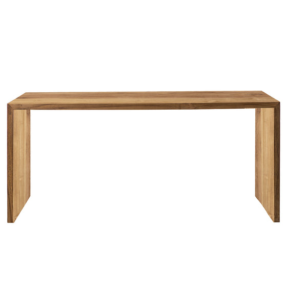 Una mesa rectangular elaborada en madera de teca, de líneas limpias y diseño minimalista llamada Recta 100.