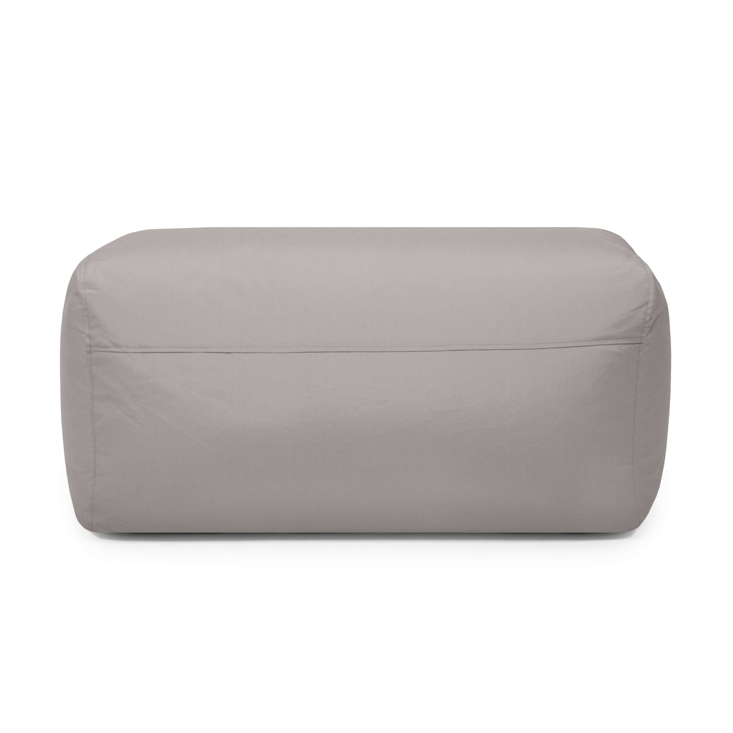 El Pouf Plus 100 Colorin - uso exterior es una otomana rectangular de color gris claro que proporciona un asiento ergonómico y estilo a cualquier espacio, mostrada sobre un fondo blanco liso.