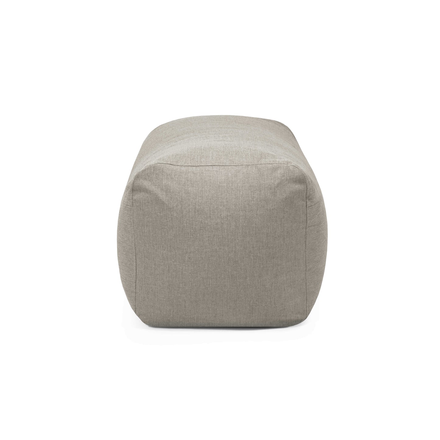 El Pouf rectangular de tela lavable compacto y ligero 100×60×45 cm de PLUS 100 HOME, con diseño moderno y tejido extra suave, luce en gris claro con bordes redondeados sobre fondo blanco, ideal para dormitorio o salón.