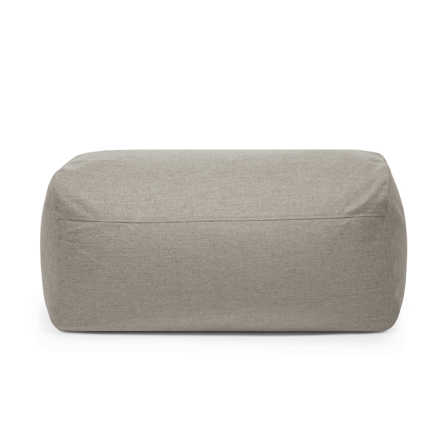 El PLUS 100 HOME puf rectangular de tela lavable, compacto y ligero (100×60×45 cm), diseño moderno, en gris claro y bordes suaves, ideal para dormitorio o salón. Se muestra sobre fondo blanco.