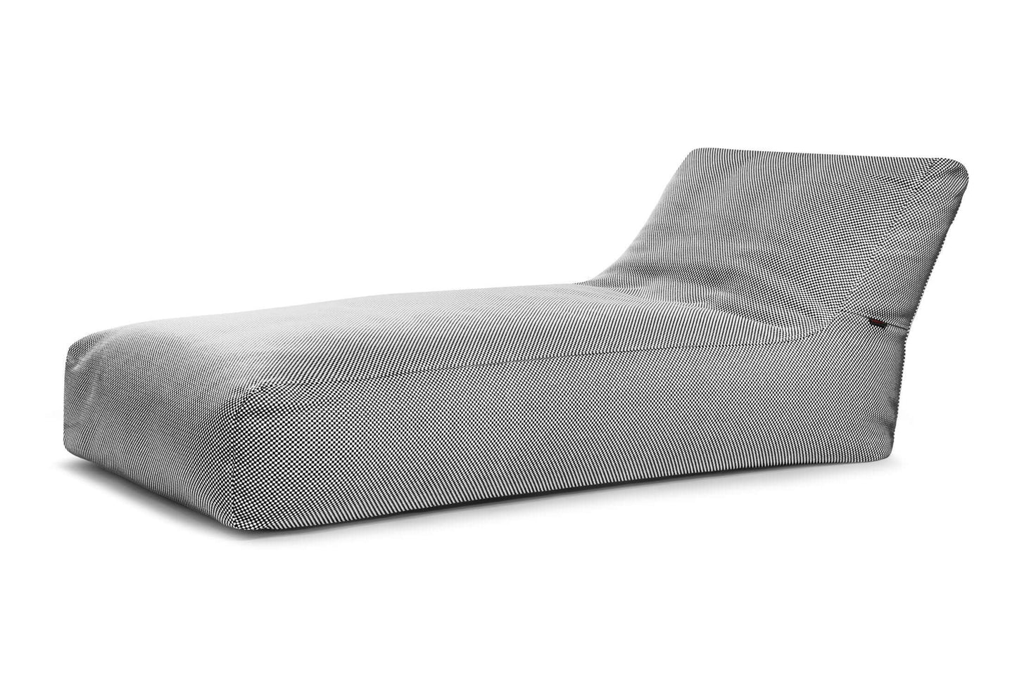 La tumbona Bean bag 90 Capri - uso exterior es una moderna tumbona gris sin brazos, con tejido texturizado y respaldo reclinable, perfecta para relajarse con estilo al aire libre.