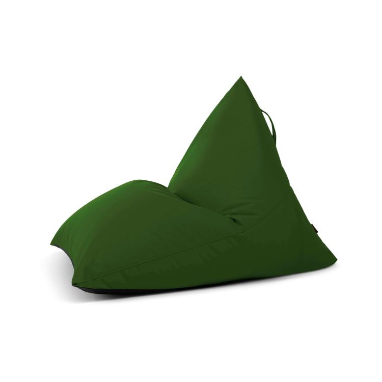 Sobre un fondo blanco, un puff bean bag juvenil RAZZ COLORIN verde oscuro de 110×130×90 cm de tejido hidrófugo.