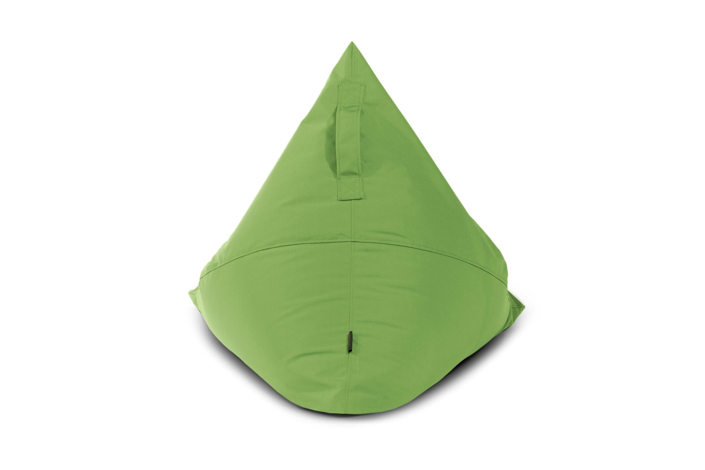 El Bean bag puff juvenil RAZZ COLORIN (110×130×90 cm) es un moderno puff ergonómico de forma piramidal en color verde, fabricado en tejido hidrófugo con certificación OEKO-TEX y asa superior, que se muestra sobre fondo blanco.