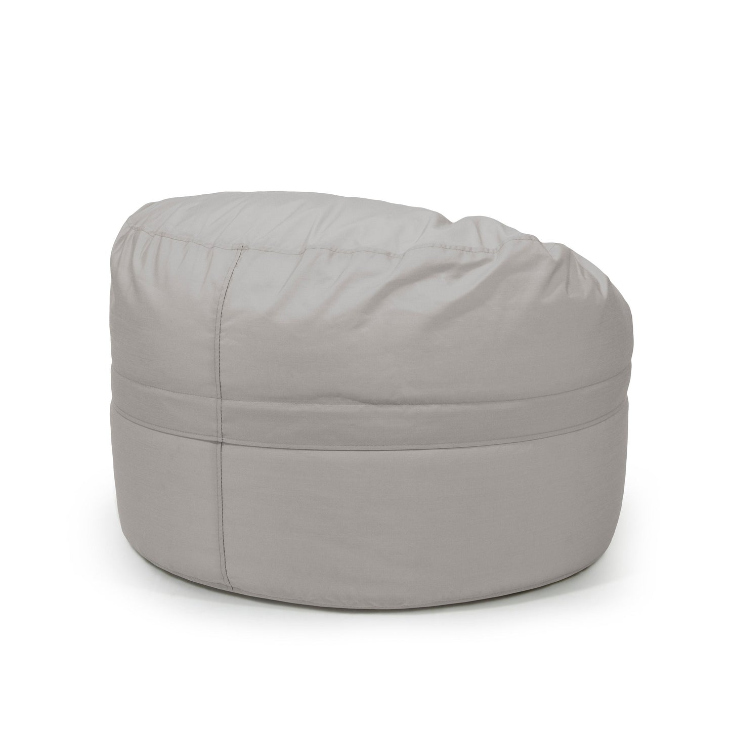 Silla Bean Bag Roll 80 Colorin - uso exteriores de color gris claro con costuras visibles y tejido OEKO-TEX, sobre fondo blanco liso.