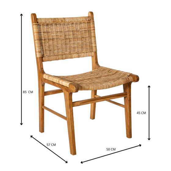 Silla de Comedor en Madera de Teca y Ratán Flevo