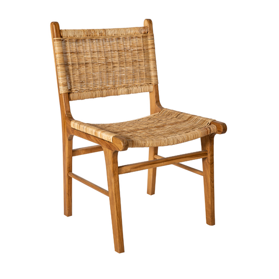 Silla de Comedor en Madera de Teca y Ratán Flevo