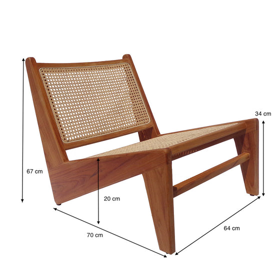 Sillón en madera de teca y ratán Cangu