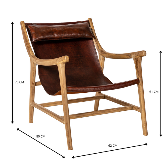Sillón en Cuero y Madera Amazonia