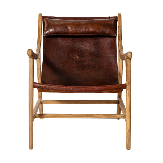 Sillón en Cuero y Madera Amazonia