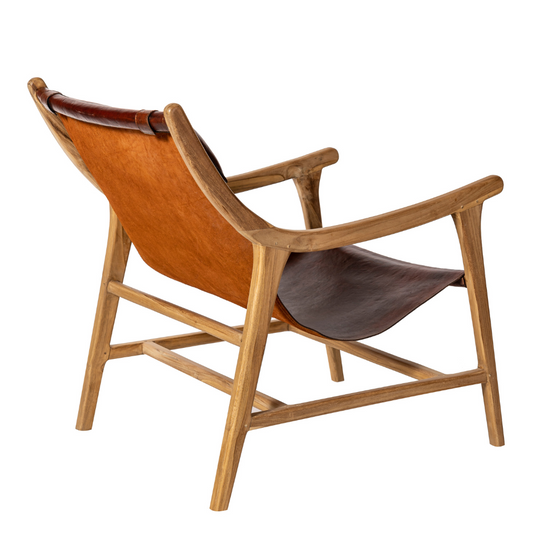 Sillón en Cuero y Madera Amazonia