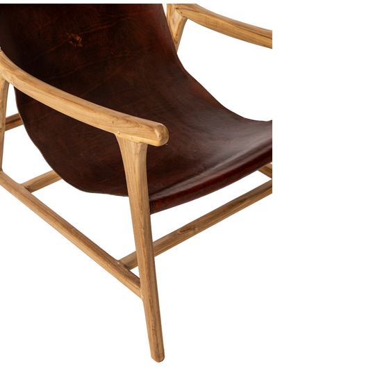 Sillón en Cuero y Madera Amazonia