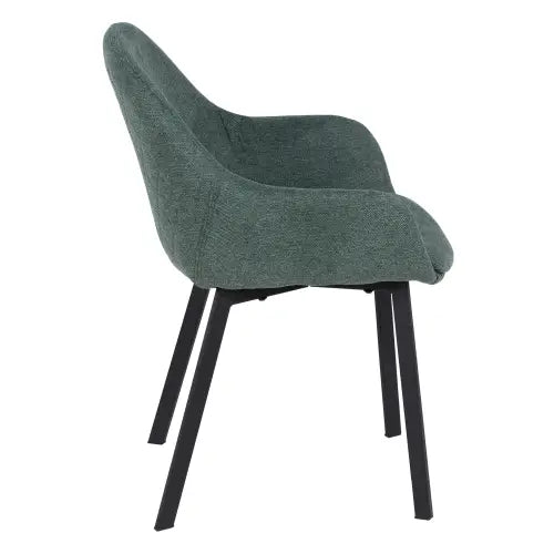 Silla Salón Sedonix Verde Tejido-Metal con patas negras. Perfecto para el diseño contemporáneo.