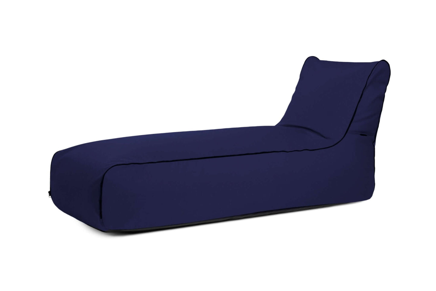 El Bean bag Sunbed Zip Colorin - uso exteriores es un sillón rectangular de color azul marino, con respaldo elevado y diseño ergonómico, que se muestra sobre fondo blanco.