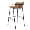 Taburete Alto Beige Pu/Metal Salón Elevasto negro con asiento de cuero color canela.