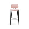 El Taburete Alto Umai combina un sofisticado cojín rosa con un elegante marco de metal negro y cuatro patas delgadas, exudando elegancia con su diseño minimalista.