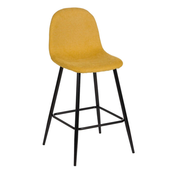 Taburete Simplex moderno con tapizado amarillo y patas de metal negro, perfecto para cualquier diseño de interiores.