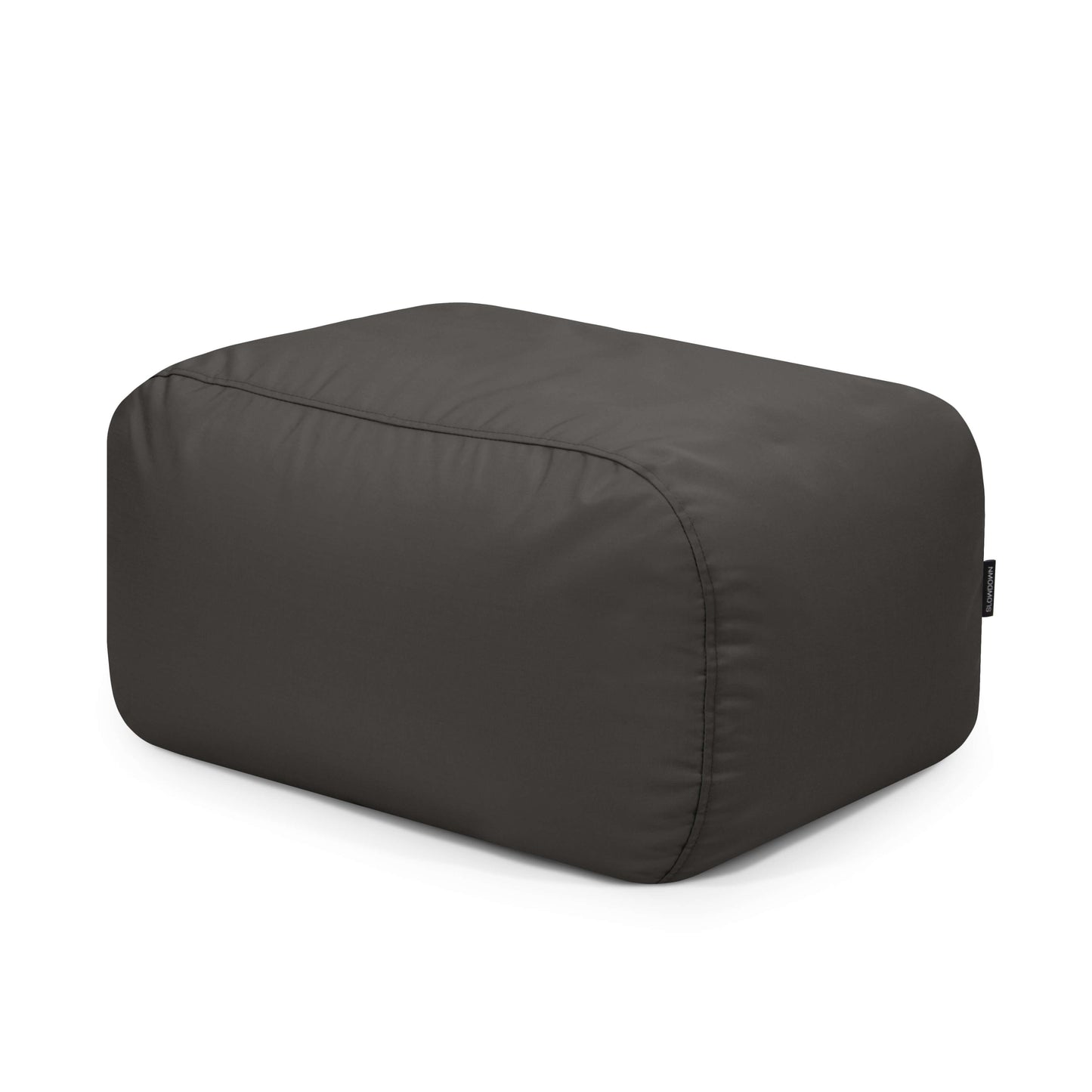 El Bean bag Tube Pouf Colorin - uso exteriores es una otomana rectangular con tejido liso resistente al sol y bordes redondeados, que se muestra sobre un fondo blanco.