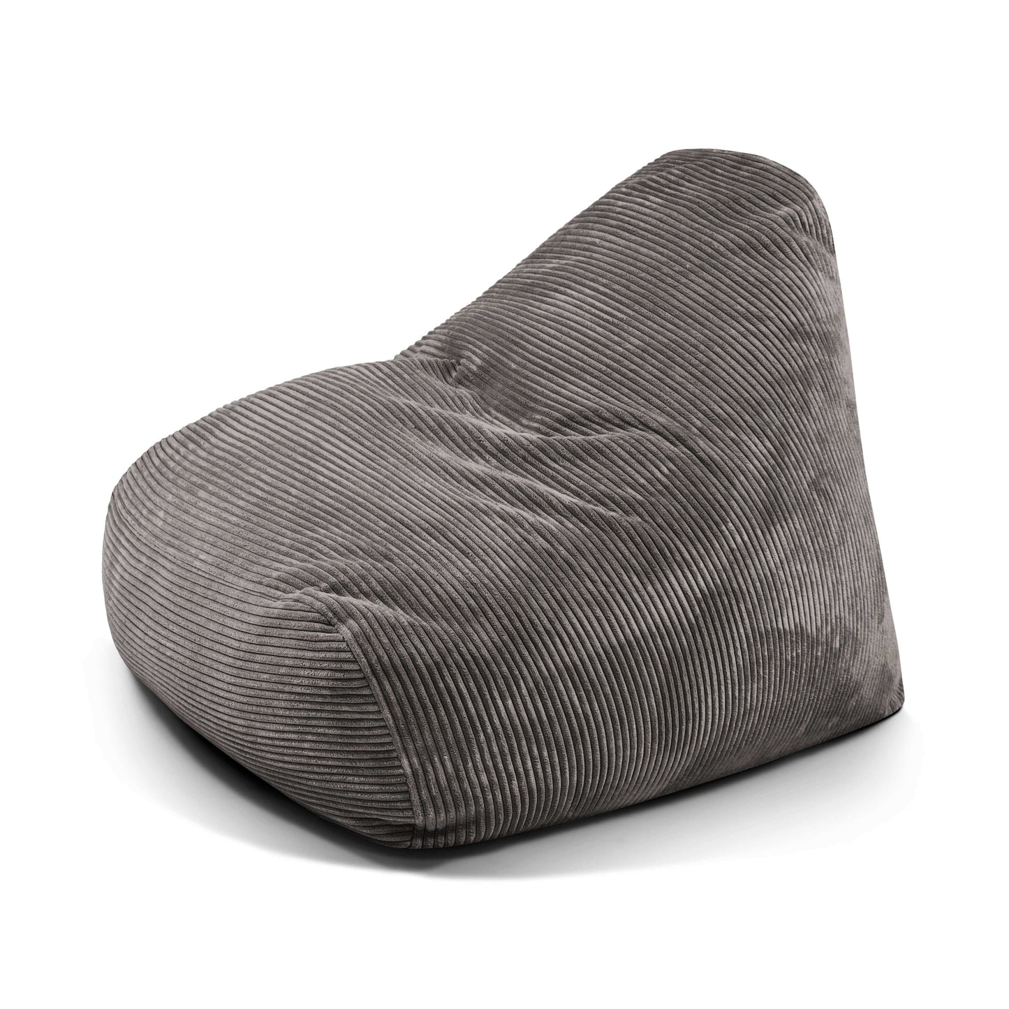 Se muestra el Puff grande de foam y terciopelo acanalado SNUG 100 WAVES (110×100×74 cm), moderno, ideal para salón o dormitorio, con diseño de respaldo inclinado, sobre un fondo blanco.