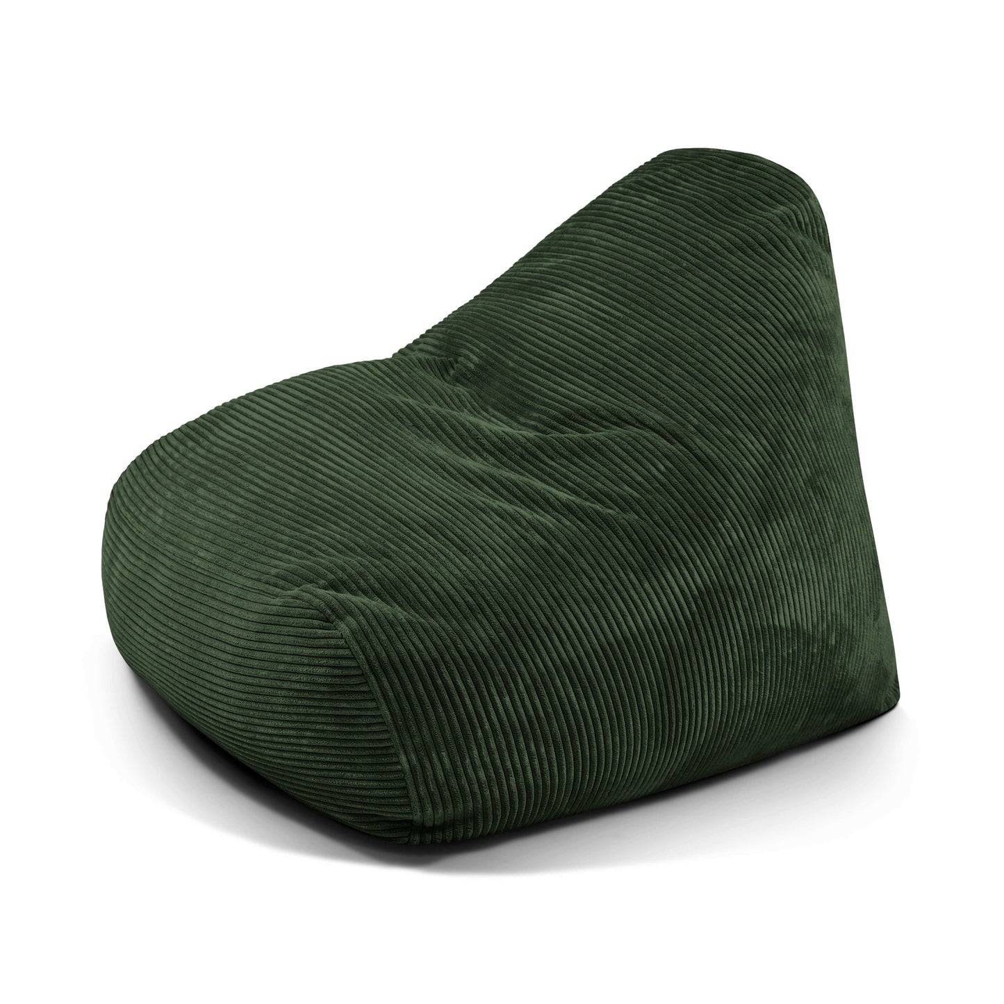 El Puff grande de foam y terciopelo acanalado SNUG 100 WAVES (110×100×74 cm), con diseño moderno y respaldo inclinado para asiento ergonómico, se muestra sobre fondo blanco; ideal para salón o dormitorio.