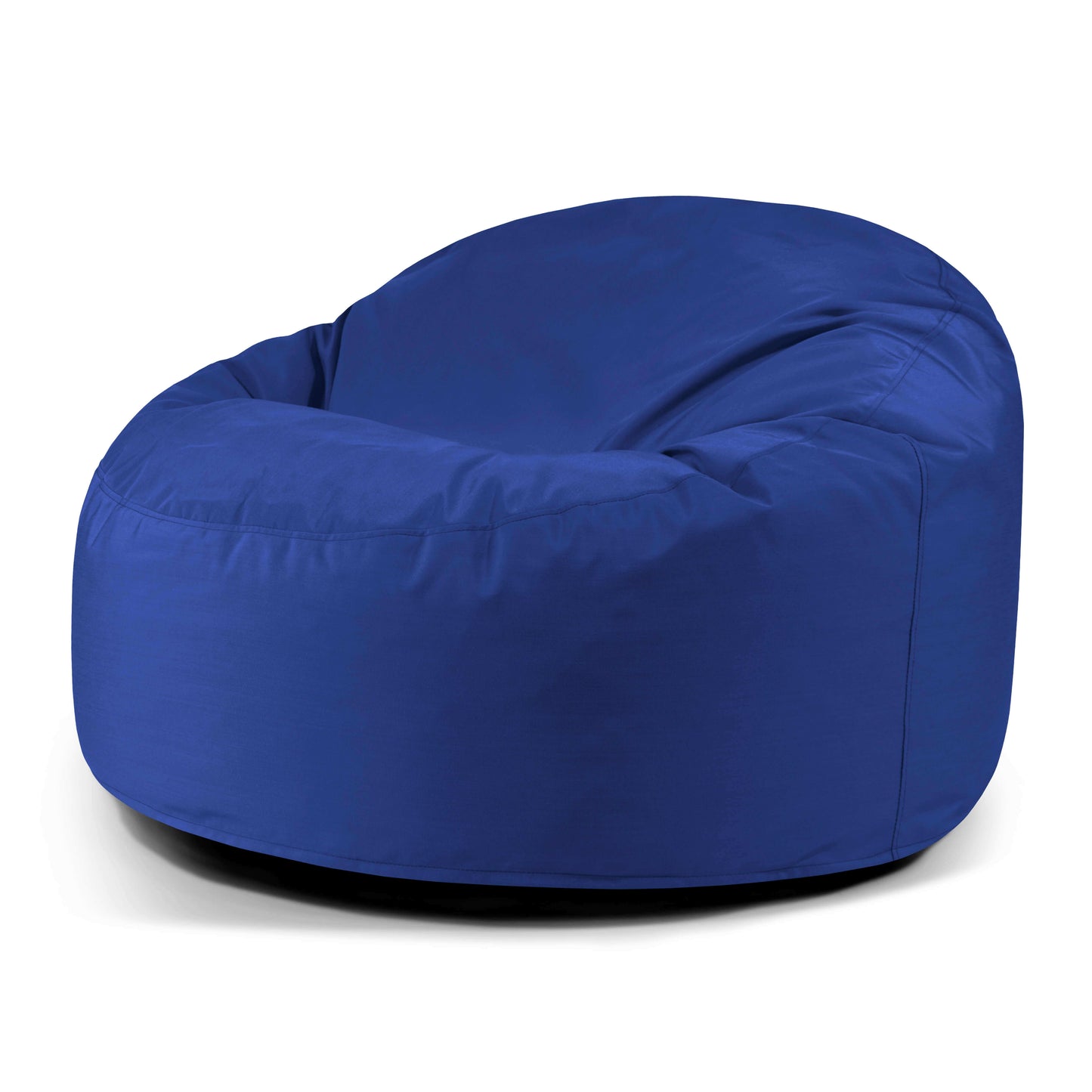 OM 110 COLORIN puff redondo de espuma y tejido repelente al agua (110×110×75 cm), ideal para interior o exterior, con asiento ligeramente dentado sobre fondo blanco liso.