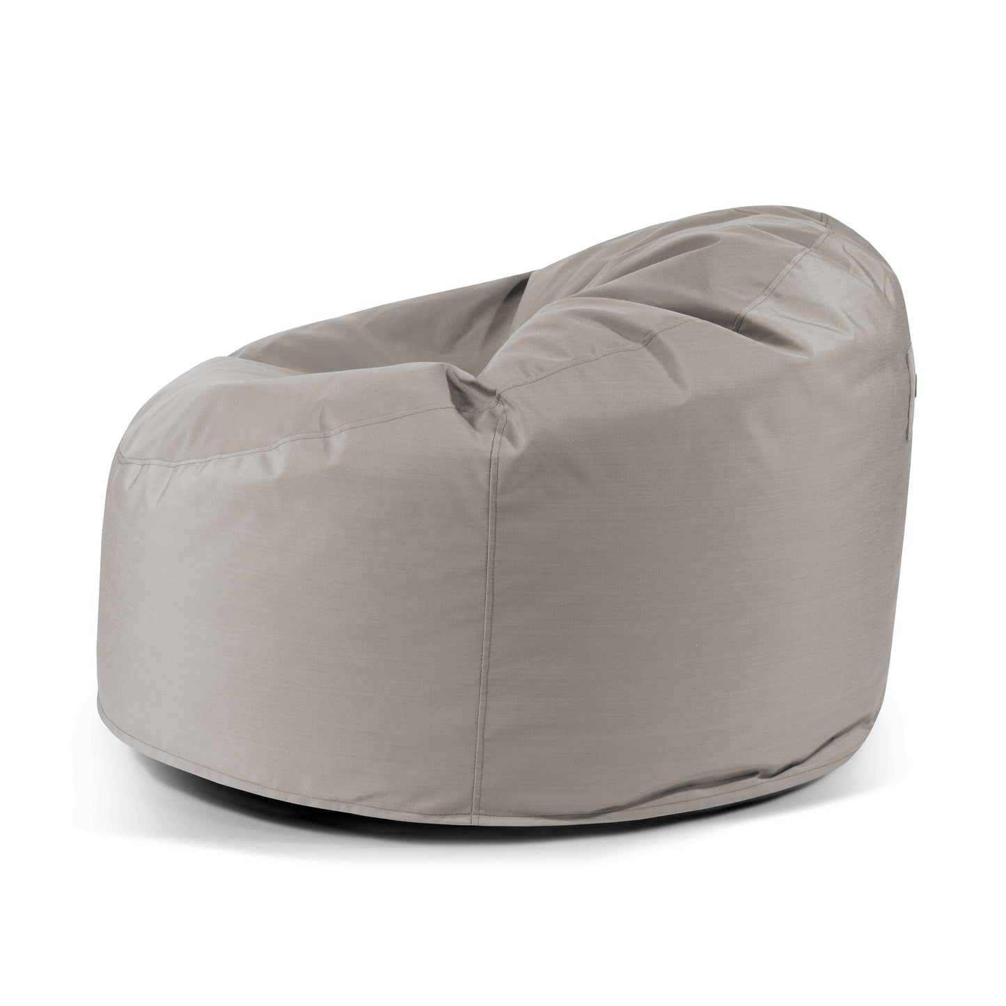 Bean bag redondo de espuma OM 110 COLORIN gris claro, 110×110×75 cm, con tejido hidrófugo para uso en interiores y exteriores; moderno diseño ergonómico, mostrado sobre fondo blanco.