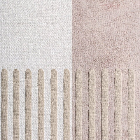 Con una superficie texturizada y una división bicolor vertical (blanco roto a la izquierda, rosa claro a la derecha, ambos con rayas beige en relieve), el Cuadro decorativo lienzo abstracto beige (80x100 cm) Seane añade decoración atemporal y arte de armonía a cualquier espacio.