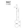 El dibujo técnico de la Lámpara de techo Dalt 1 X G9 muestra sus medidas: 50 cm de diámetro, 45 cm de ancho y una altura máxima de 3 metros, con una longitud de luminaria de 100 cm.