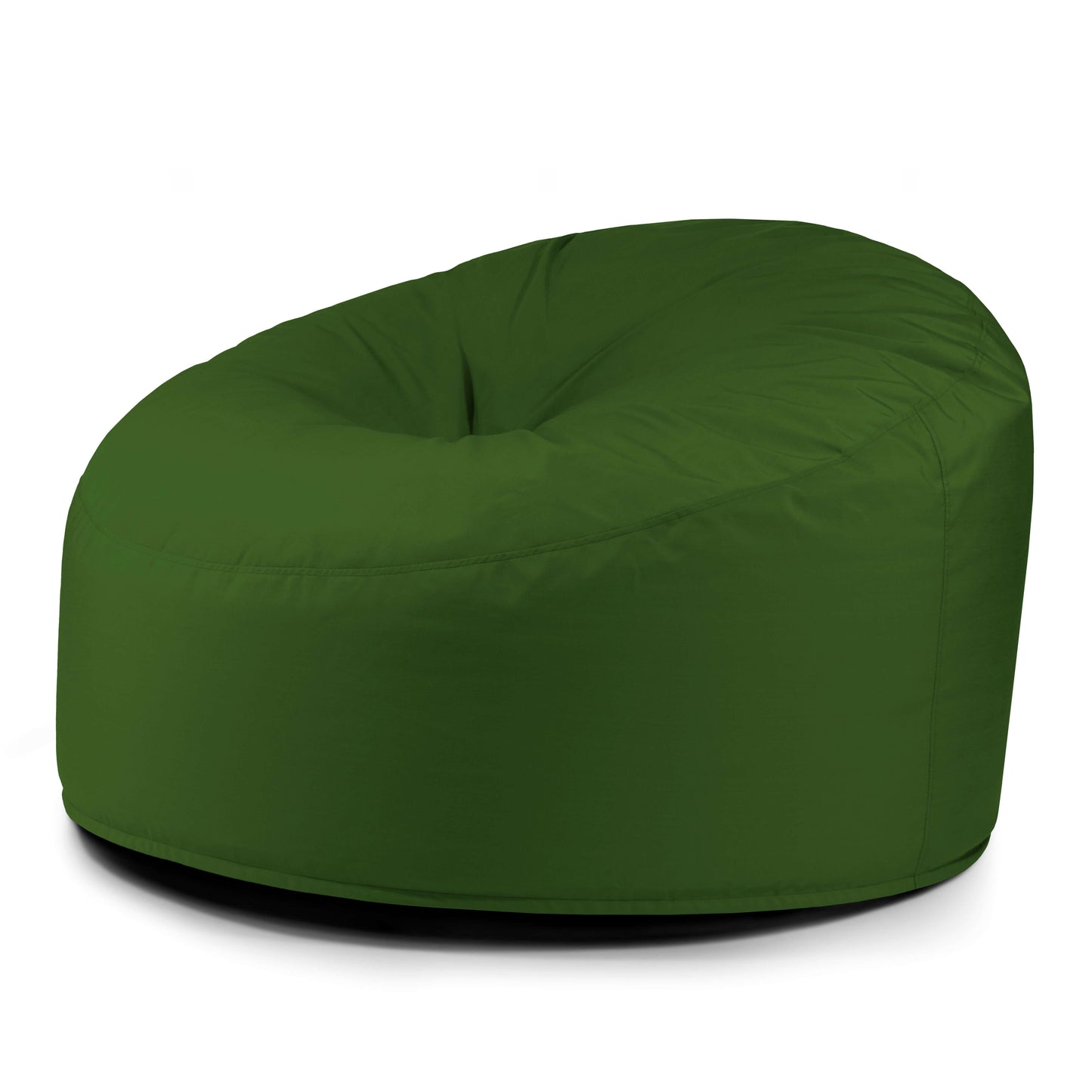 El Foam Bean Bag OM 110 Barcelona, un gran sillón bean bag verde con soporte ergonómico, se asienta sobre un fondo blanco.
