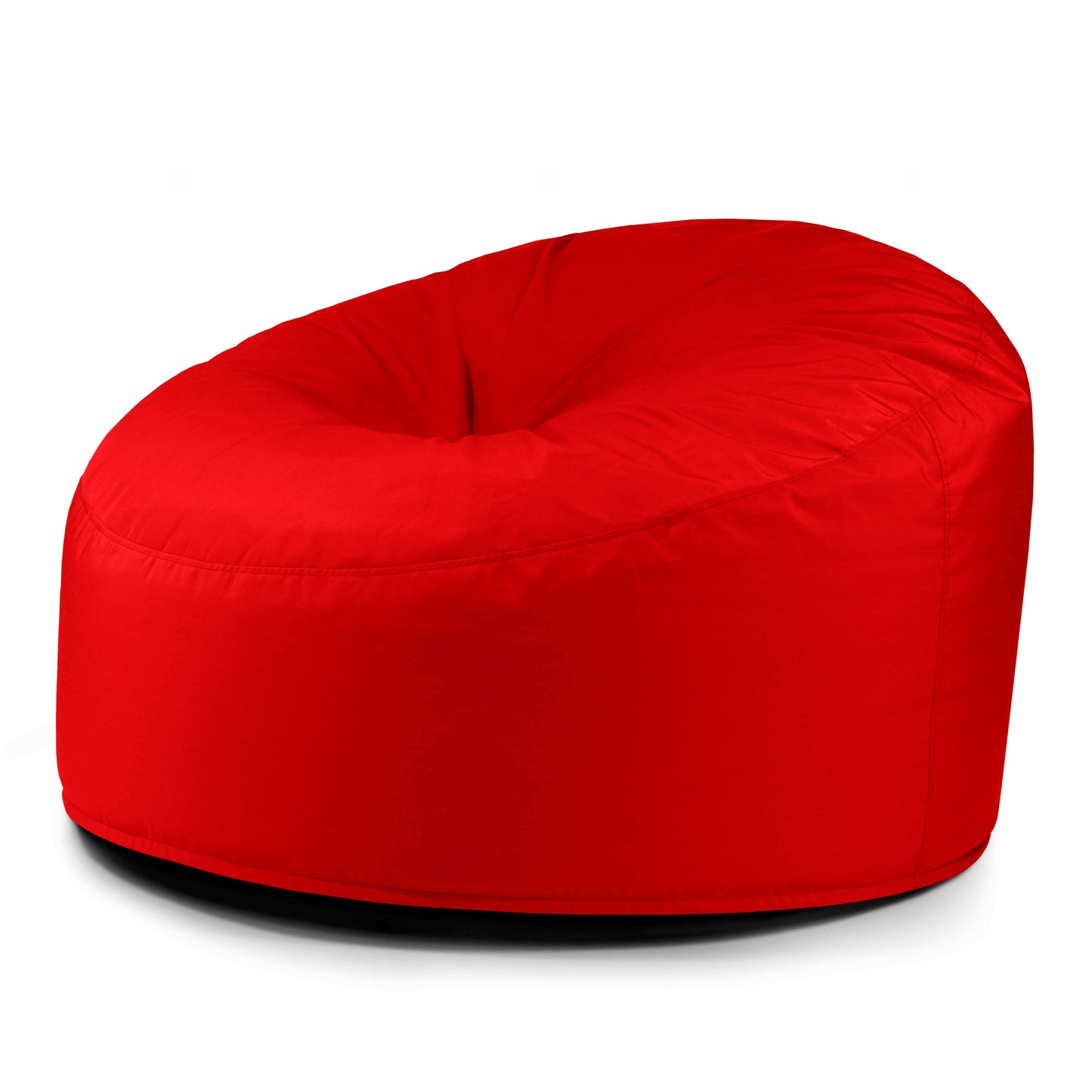 La Foam Bean Bag OM 110 Barcelona, una gran silla redonda de espuma roja brillante con soporte ergonómico, se sitúa sobre un fondo blanco.