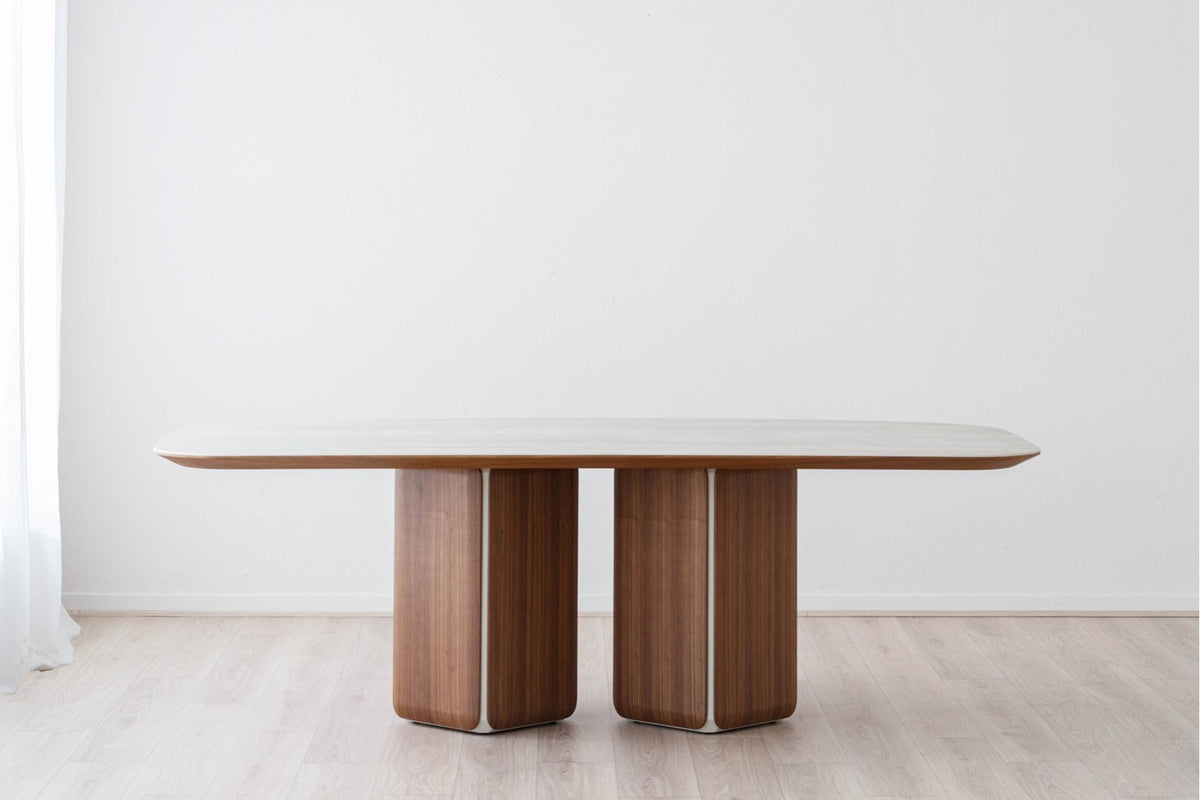 MESA COMEDOR CASTRO. CERÁMICO Y NOGAL