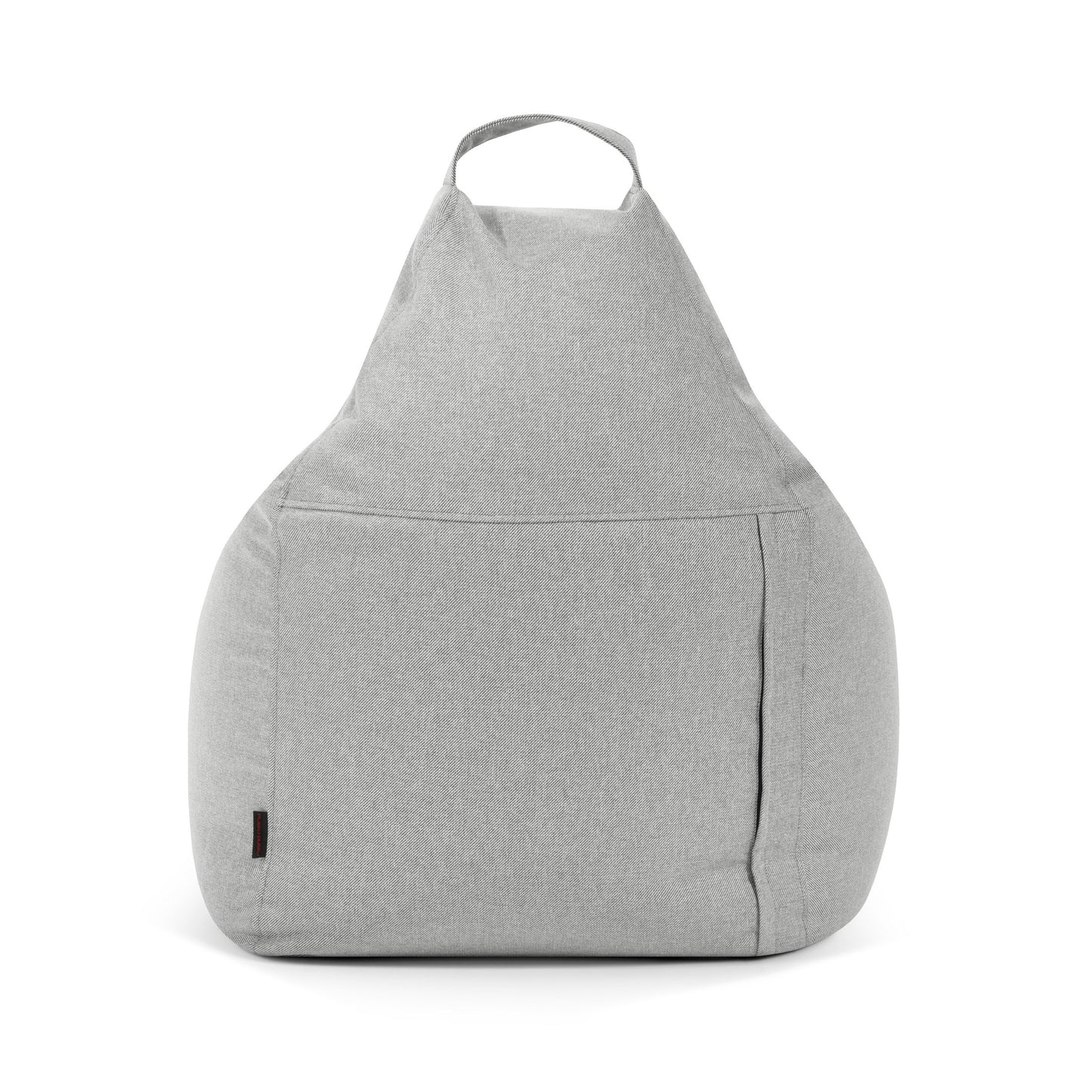 El Bean bag Play Riviera - uso exterior es un bean bag gris con un elegante estampado, que presenta un diseño de puff ergonómico y una funda lavable para facilitar su limpieza.