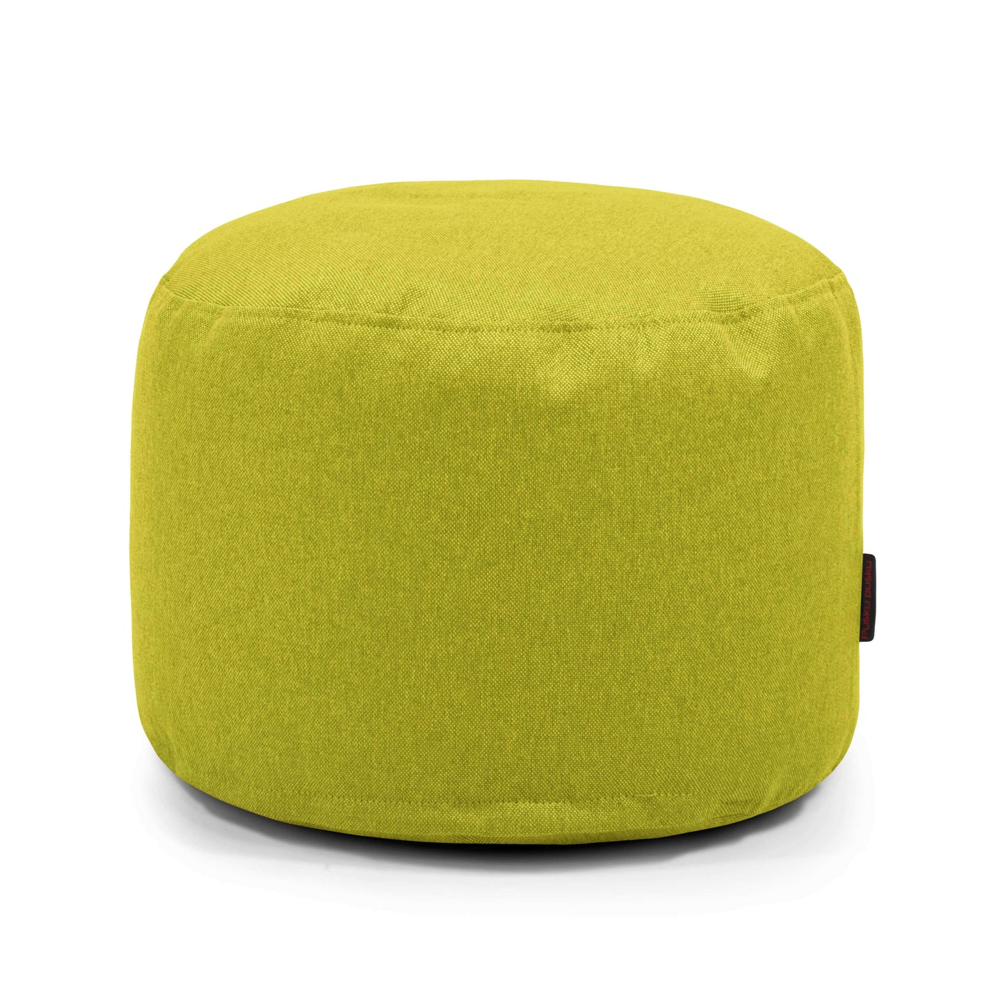 El Puff redondo de tela suave lavable 40×40×30 cm - MINI NORDIC es un asiento compacto color verde lima, ideal como puf y acento nórdico en dormitorio o salón, presentado sobre fondo blanco.