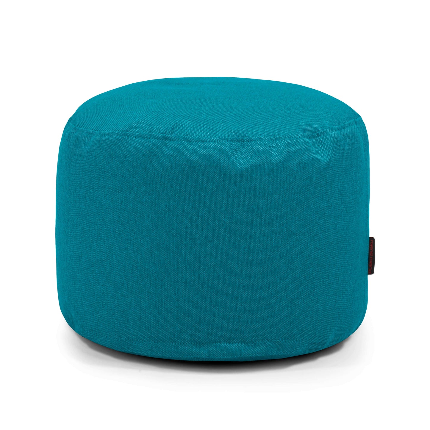 El Puff redondo de tela suave lavable 40×40×30 cm MINI NORDIC es un asiento versátil y compacto para dormitorio o salón, con superficie lisa en tono teal, perfecto para cualquier espacio; se muestra sobre fondo blanco.