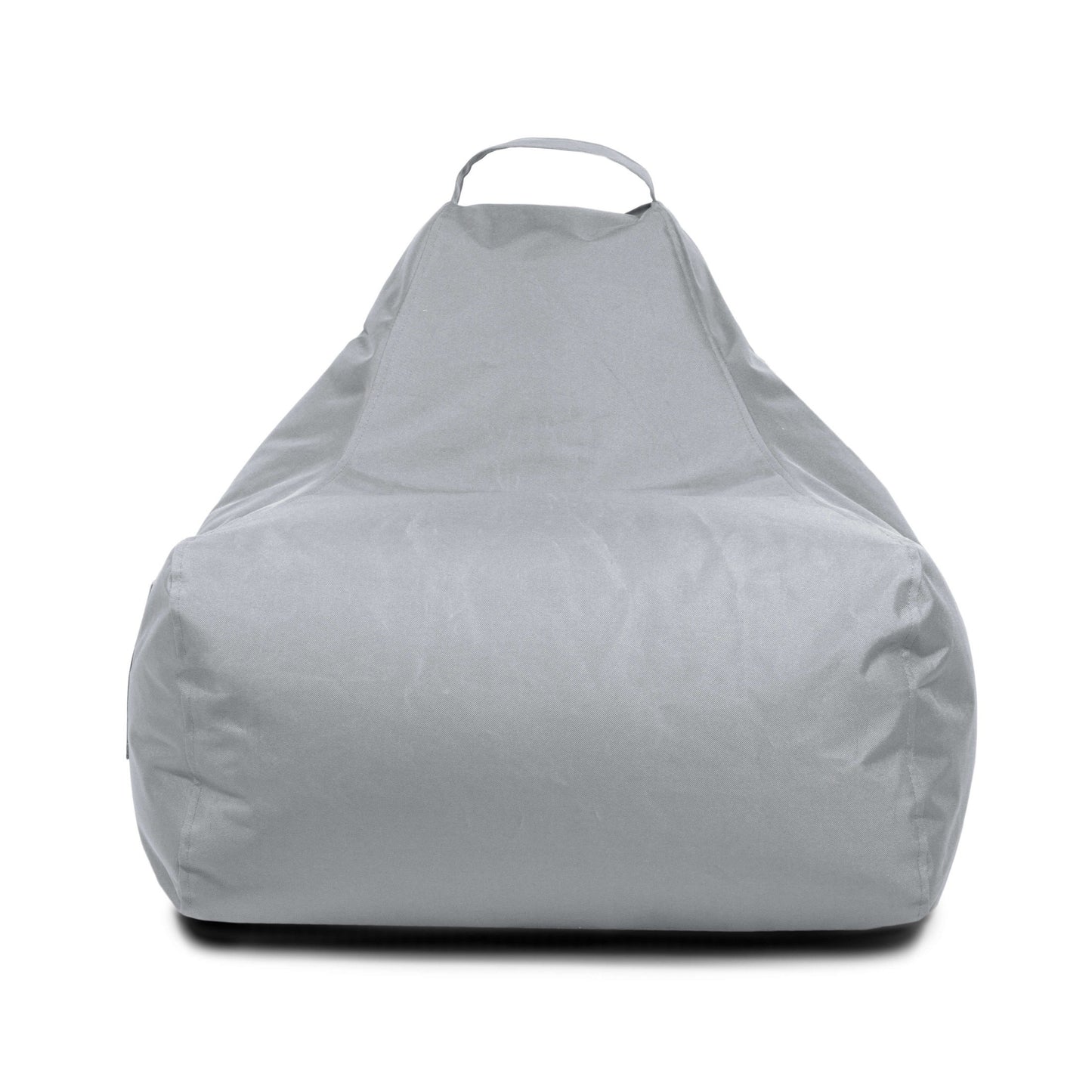 El Bean bag Game OX es un sillón infantil de color gris liso con respaldo y asa superior, sobre fondo blanco.