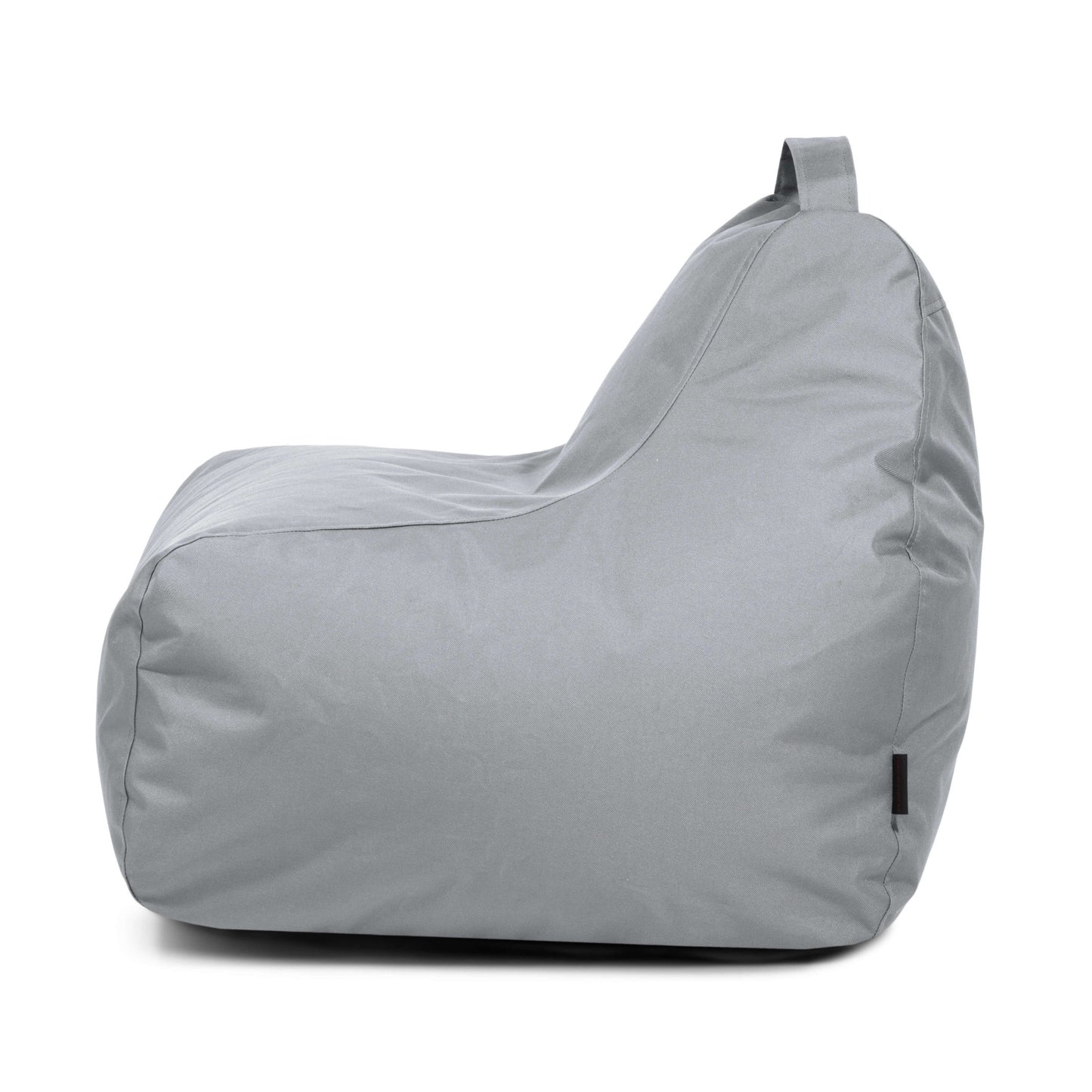 El Bean bag Game OX es un puf infantil de tela gris claro con asa superior, mostrado de lado sobre fondo blanco.