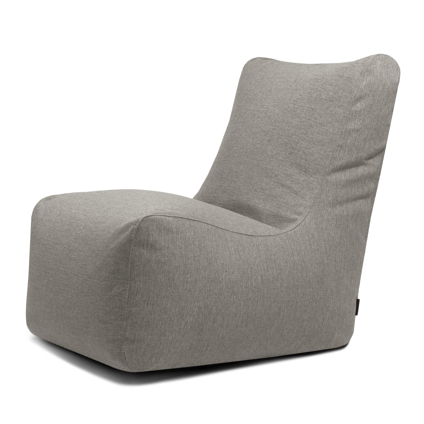 El Bean bag Seat Home es un moderno sillón de tela gris sin brazos, de respaldo alto y diseño cuadrado, que ofrece un confort ergonómico como un sillón ergonómico, sobre un fondo blanco.