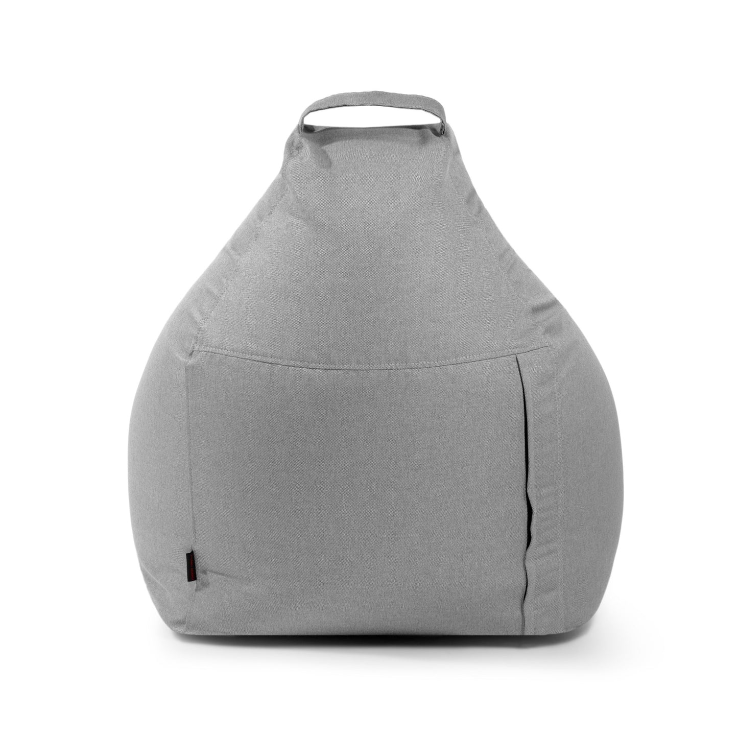 Sobre un fondo blanco liso se muestra un bolso Bean bag Play Nordic en tejido gris, con asa superior y bolsillo delantero.