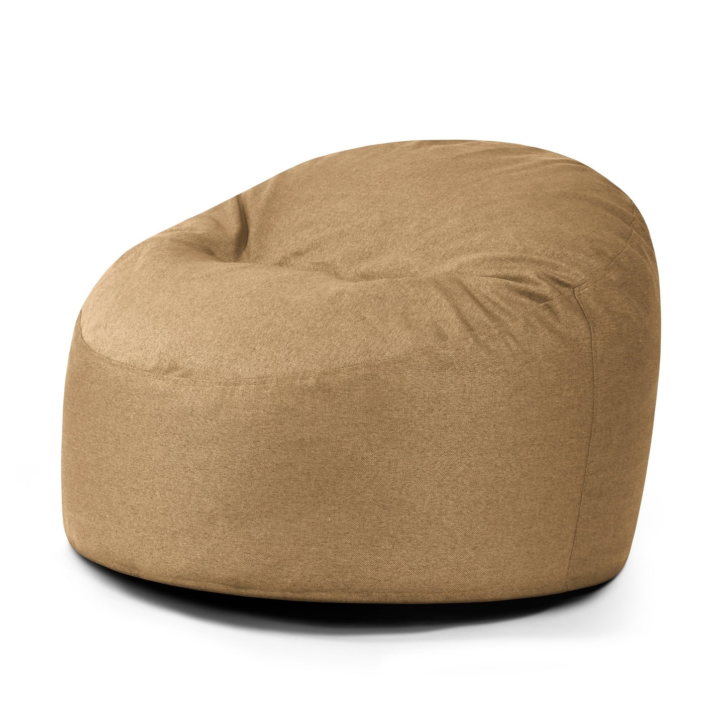 El Puff redondo de foam y tejido nórdico 85×85×38 cm - escandinavo - OM 85 NORDIC, ideal para que los niños se relajen, presenta una forma suave y redondeada y un tono marrón claro, perfecto para cualquier salón o dormitorio.