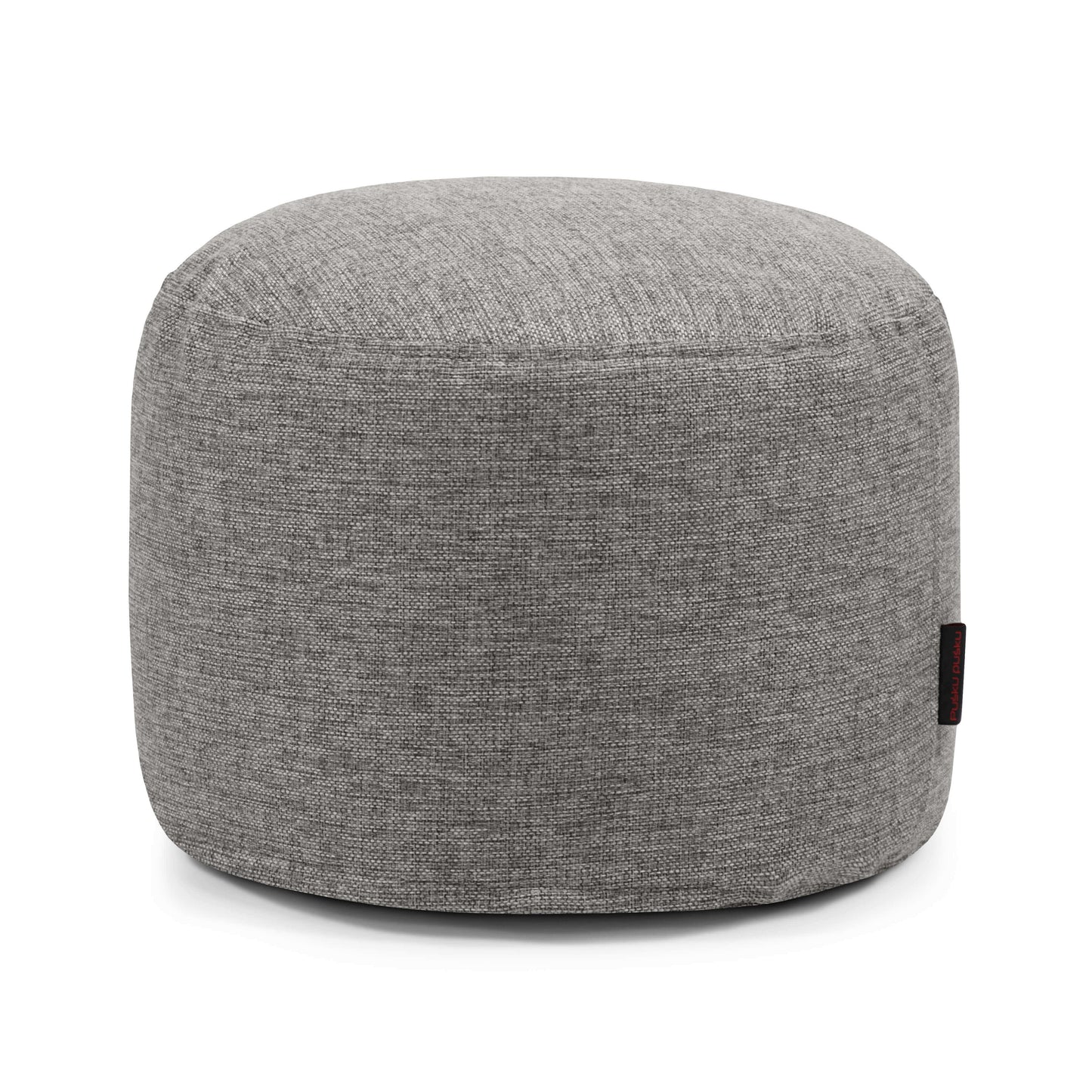 El Puff redondo de tela lavable 40×40×30 cm MINI HOME, compacto y moderno, ofrece un asiento ergonómico ideal para dormitorio o salón, presentado en color gris claro sobre fondo blanco.