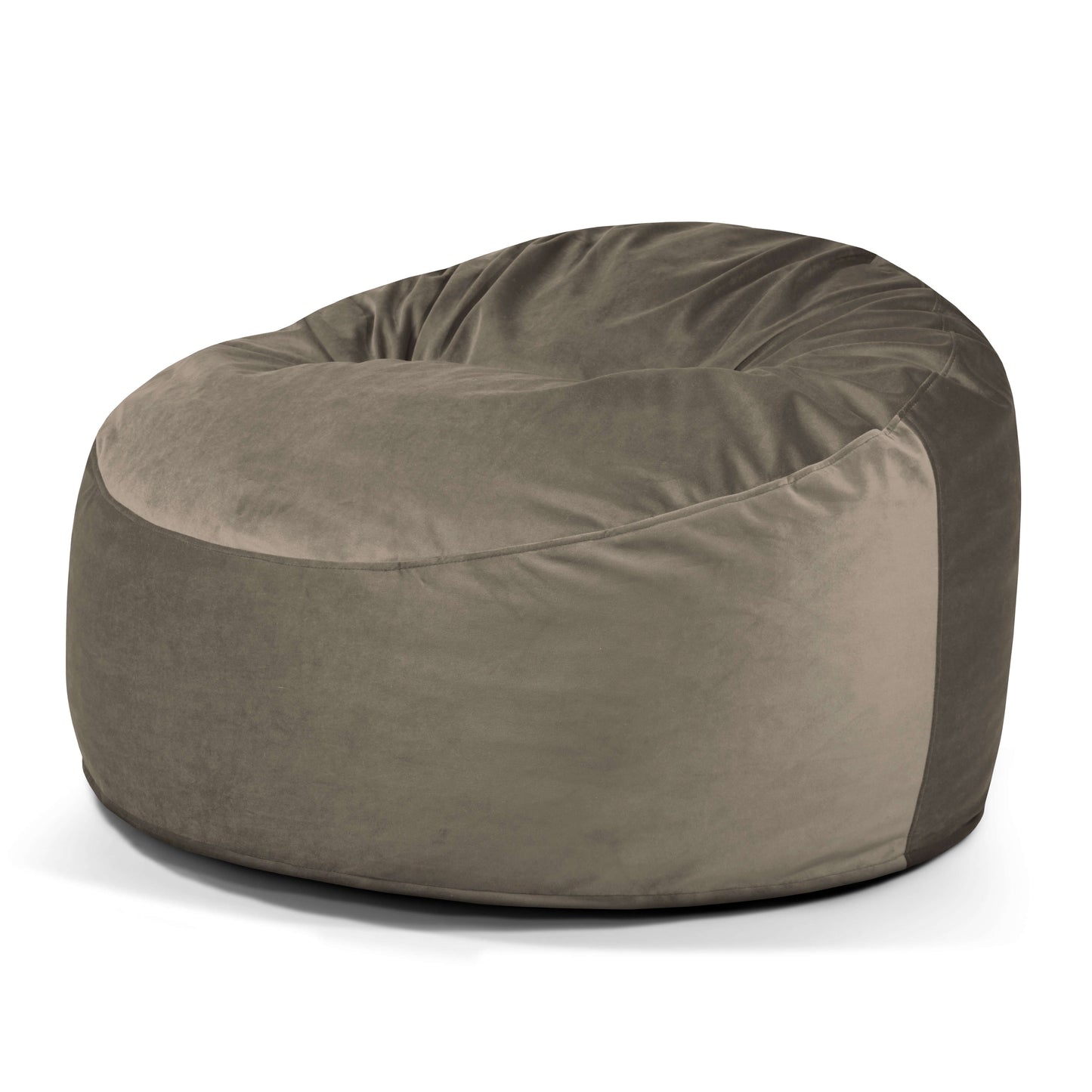 Se muestra un puff redondo de foam y terciopelo OM 110 BARCELONA (110×110×75 cm), moderno y cómodo, ideal para el salón, sobre fondo blanco.