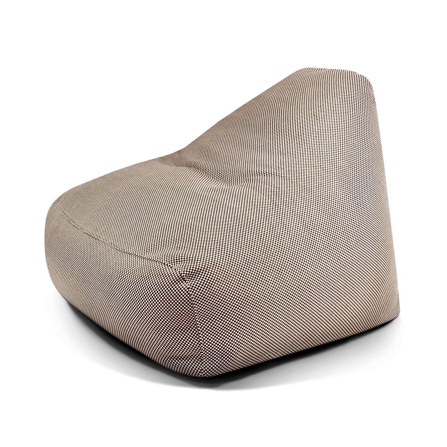 El Foam Bean bag Snug 100 Capri es un sillón ergonómico beis de perfil bajo para exteriores, con tejido texturizado y respaldo en ángulo, que se muestra aislado sobre fondo blanco.