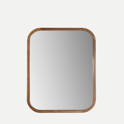 El Espejo en madera de ébano (100x130 cm) Specchio Busk destaca por su diseño rectangular minimalista, esquinas redondeadas y marco de madera, ideal para decoración contemporánea.