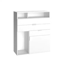  Aparador Alto Vooxy con estantes y cajones, que presenta un diseño minimalista.