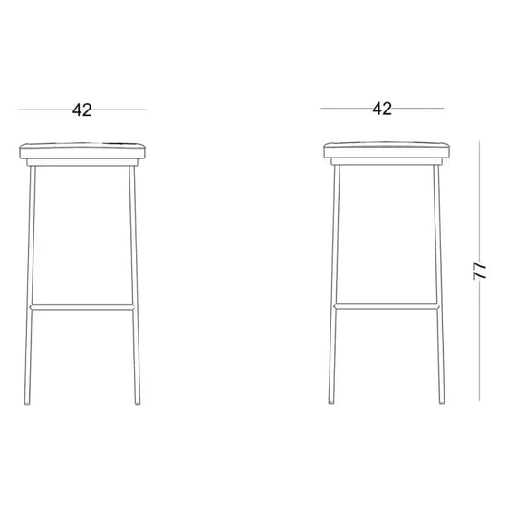 Taburete de Ainhoa con tapizado, en forma de dibujo que representa una pareja de taburetes de bar.